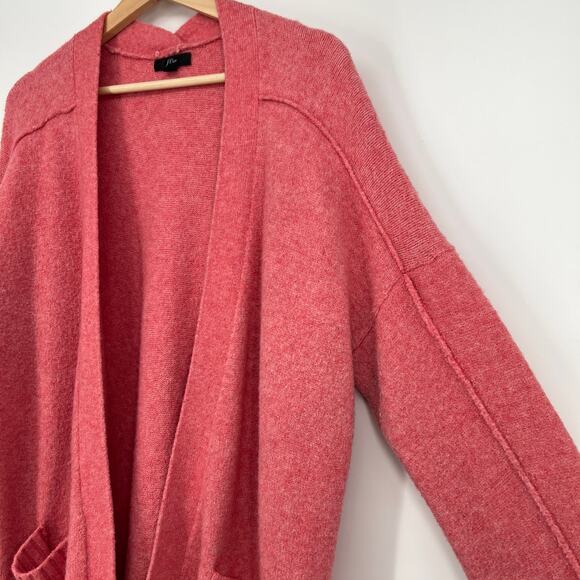 J.Crew Wool Alpaca Blend Open Cardigan Sweater Small Pink Long Lined Pockets - Picture 2 of 9